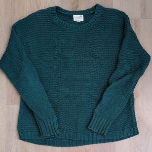 La Hearts Women's Teal Knit Crewneck Sweater